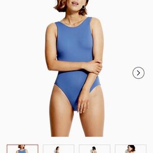 Seafolly Australia Women's Blue one piece Swimsuit with athletic back detail